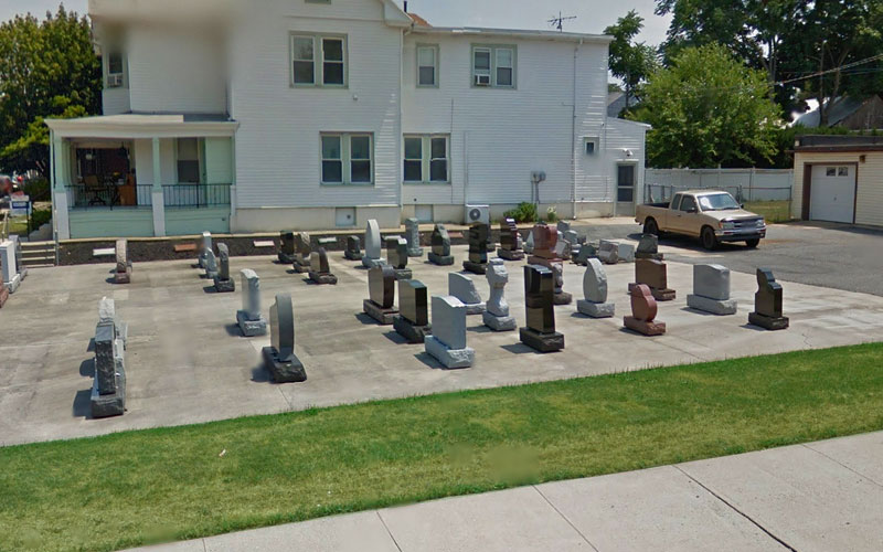 Weaver-Memorial-Lebanon-exterior Monuments sitting in a lot outside Weaver Memorials' Lebanon showroom