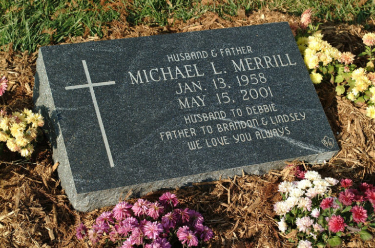 granite-flat-grave-marker Flat granite grave marker.